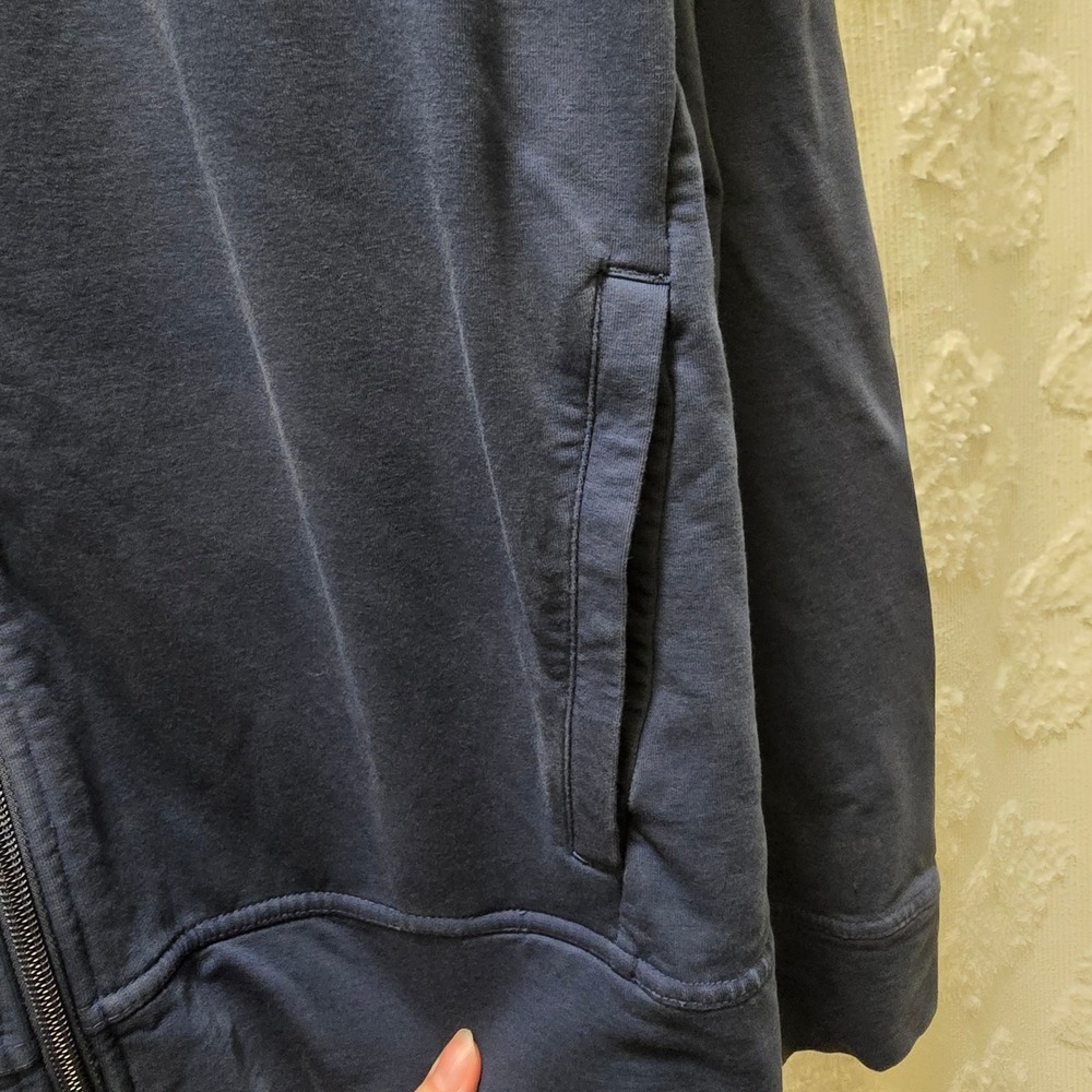 Pact Womens Organic Cotton Full Zip Track Jacket Navy Blue Large Zipper Pocket - Picture 5 of 9